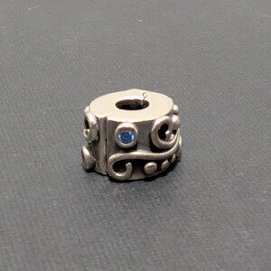 Pandora Women's Retired Sterling Silver Blue Cubic Zirconia Clasp CZ Bead